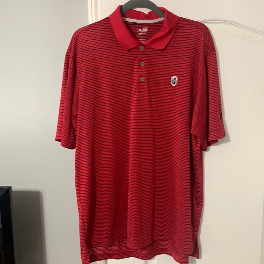 Adidas Climalite Golf Polo Red w/ Black Stripes
